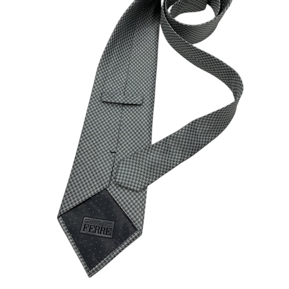 GIANFRANCO FERRE Gary/Silver Houndstooth Silk LUXURY Tie ITALY - Picture 2 of 4
